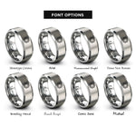 font options for inside engraving on gray microchip rings