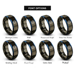 font options for inside engraving on gunmetal & blue microchip rings