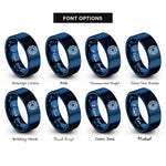 font options for inside engraving on blue microchip ic rings