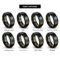 font options for inside engraving on gunmetal & blue microchip ic rings