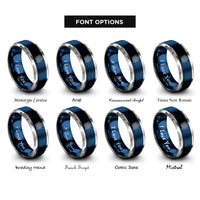 font options for inside engraving on blue & gray microchip over traces rings