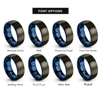 font options for inside engraving on gunmetal & blue microchip over traces rings