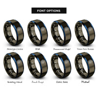font options for inside engraving on gunmetal & blue microchip over traces rings
