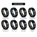 font options for inside engraving on gunmetal & blue microcontroller chip rings