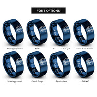 font options for inside engraving on blue microcontroller dip rings