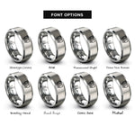 font options for inside engraving on grey microcontroller dip rings