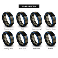 font options for inside engraving on gunmetal & blue microcontroller dip rings