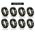 font options for inside engraving on gunmetal & blue microcontroller dip rings