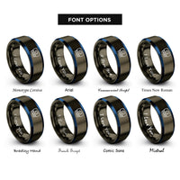 font options for inside engraving on gunmetal & blue microcontroller dip rings