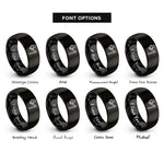 font options for inside engraving on black microphone boom rings