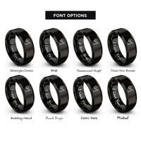 font options for inside engraving on black microphone boom rings