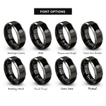 font options for inside engraving on black & silver microphone keys rings