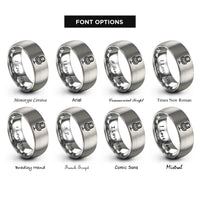 font options for inside engraving on silver microphone keys rings