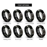 font options for inside engraving on black & silver microphone note rings