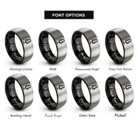 font options for inside engraving on black & gray microphone on stand rings