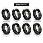 font options for inside engraving on black & grey microphone on stand rings