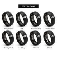 font options for inside engraving on black microphone on stand rings