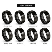 font options for inside engraving on black microphone on stand rings