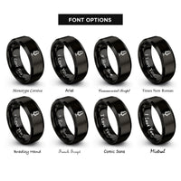 font options for inside engraving on black microphone on stand rings