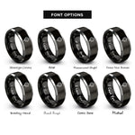 font options for inside engraving on black & silver microphone view rings