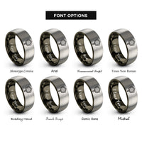 font options for inside engraving on gunmetal & gray microphone view rings