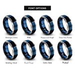 font options for inside engraving on blue & grey micropipette rings