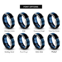 font options for inside engraving on blue & grey micropipette rings