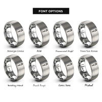 font options for inside engraving on silver micropipette rings