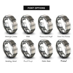 font options for inside engraving on silver micropipette rings