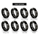 font options for inside engraving on black & silver microscope rings