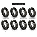 font options for inside engraving on black & silver microscope rings