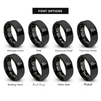 font options for inside engraving on black microscope rings