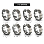 font options for inside engraving on grey microscope slide rings