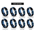 font options for inside engraving on blue & silver microscope slide specimen rings