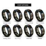 font options for inside engraving on gunmetal & blue microscope slide specimen rings