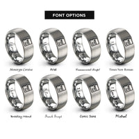 font options for inside engraving on silver microsd card rings