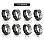 font options for inside engraving on black & grey middle east rings
