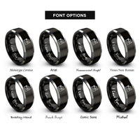 font options for inside engraving on black & gray middle east rings