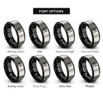 font options for inside engraving on black & silver middle east rings