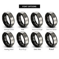 font options for inside engraving on black & silver midheaven rings