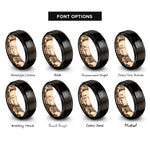 font options for inside engraving on black & rose gold midi keyboard controller rings