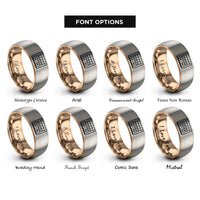 font options for inside engraving on rose gold & silver midi keyboard controller rings