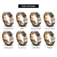 font options for inside engraving on rose gold midi keyboard controller rings
