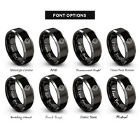 font options for inside engraving on black & grey midi plug rings