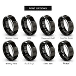 font options for inside engraving on black & grey mig torch rings