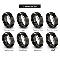 font options for inside engraving on black & grey mig torch rings