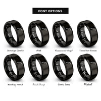font options for inside engraving on black mig torch rings