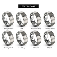 font options for inside engraving on silver mig torch rings