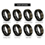 font options for inside engraving on gunmetal & black mig torch rings