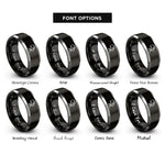 font options for inside engraving on black & silver mig welder rings